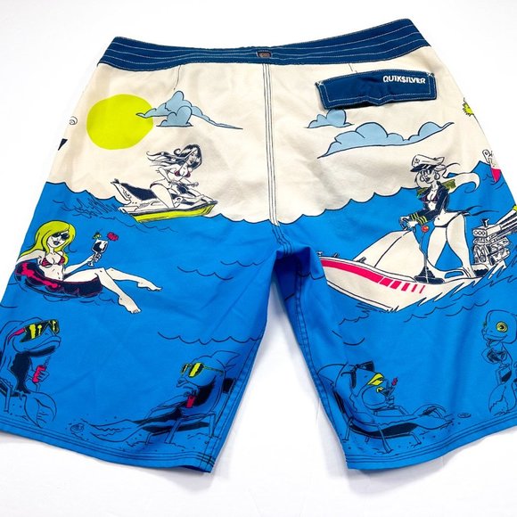 Quiksilver Lake Haveabrew Board Shorts 32 Boats Jetski Shrimp Sexy Girls Yacht - Picture 7 of 11